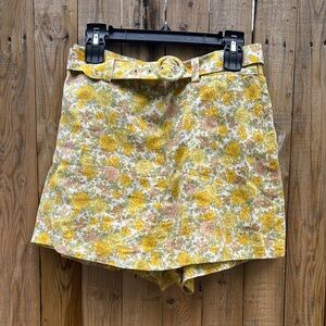 Faithfull the Brand Yellow Floral High Waist Shorts